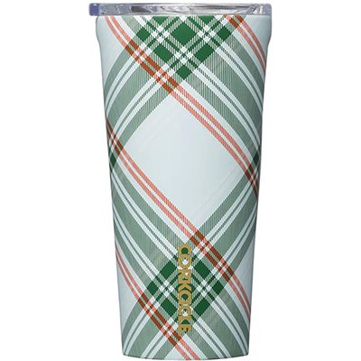 Tumbler 16oz Peppermint Plaid