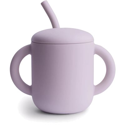 Silicone Training Cup + Straw (Soft Lilac)